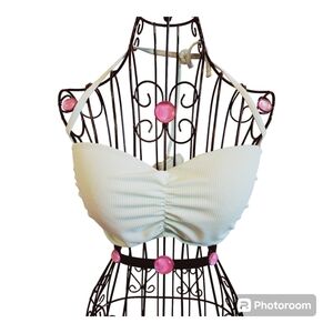 NWOT La Vie en Rose Aqua RIB Bandeau Bikini Top